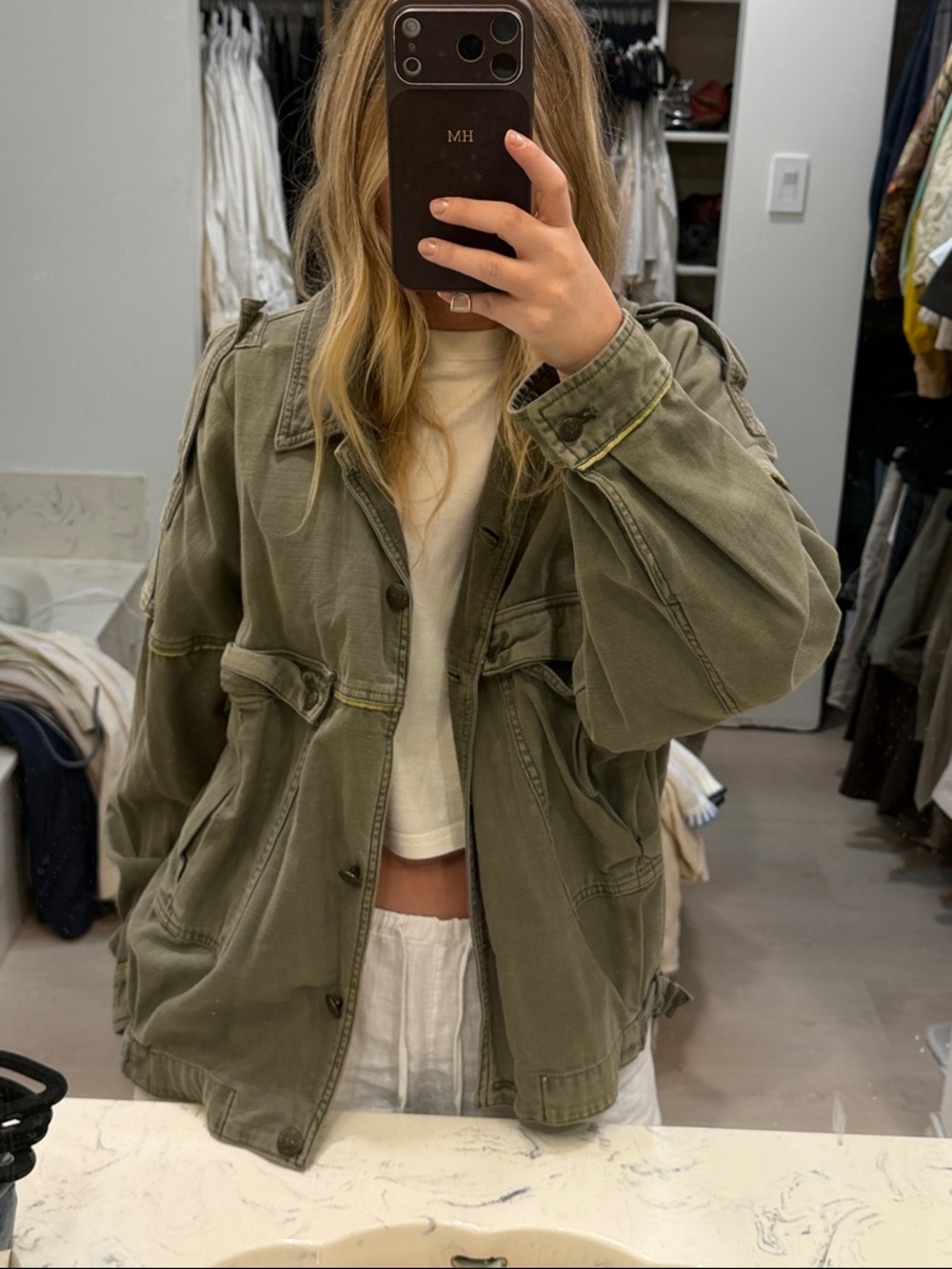 Free People Olive Green Utility Jacket